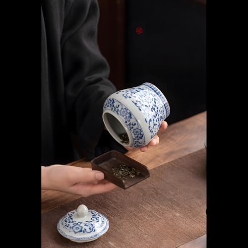 Elegant Chinese-Ceramic Tea Jar Canister 9oz