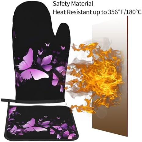 Unique printed Design Oven Mitt Pot Holder Set ThermalProof Durable by Quopvn