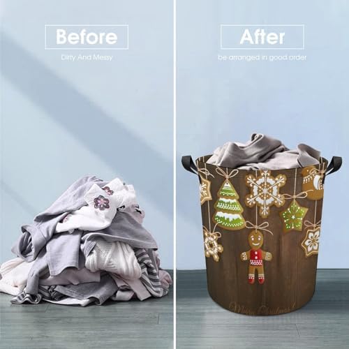 MEIKKO Christmas Gingerbread Snowflake Storage Basket - Lightweight Collapsible and Waterproof