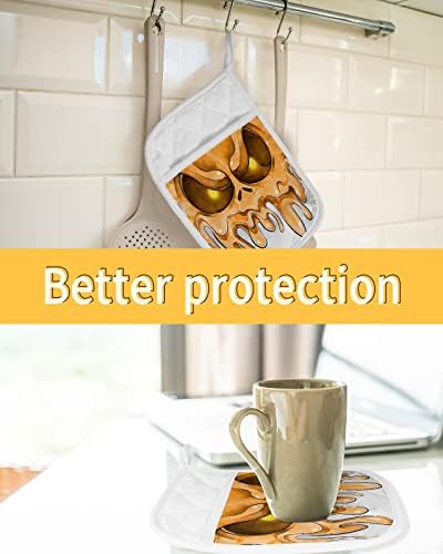 Halloween SkullDV Devil Pot Holder Set 5pcs Heat-Resistant Kitchen Pots Set Trivets