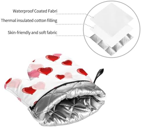 Valentines Day Oven Mitts Pot Holders Set 4pcs Heat Resistant Kitchen Gloves