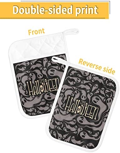 JasmineM Halloween Skeleton Pot Holder Set with 5 Potholders Gray Black