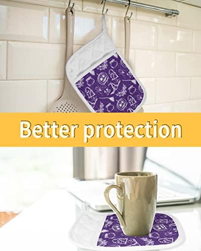 Happy Halloween Purple Potholders Set of 5 with Hanging Loops