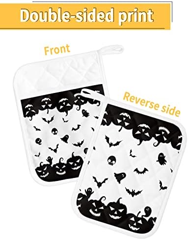 Halloween pumpkin bat pot holders set for home cooking