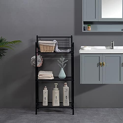 LH UNICO 3-Tier Wire Shelf Unit with 4 Hooks Black