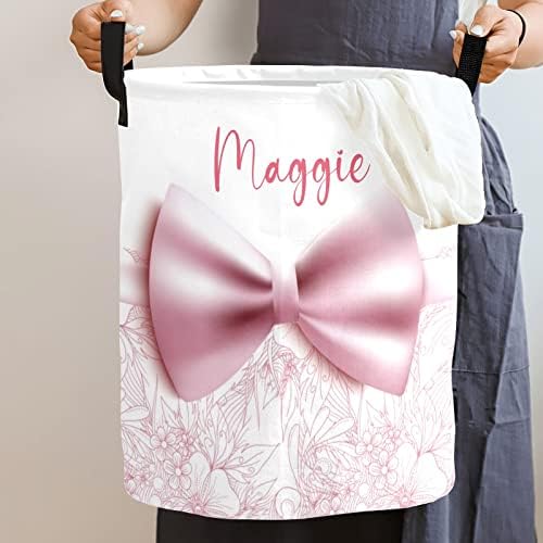 Personalized Floral Bow Latex Collapsible Laundry Basket