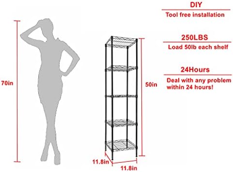 Strong HelperGIOTORENT 5-Tier Metal Shelf Black