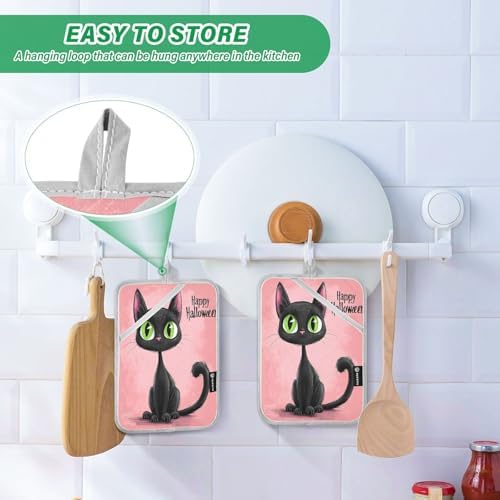 Halloween Cute Black Cat Pot Holders 2 Pcs