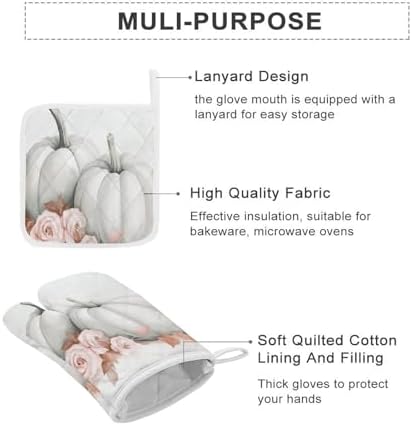 Versatile Fall Design Oven Mitts and Pot Holders Set for Kitchen Essential