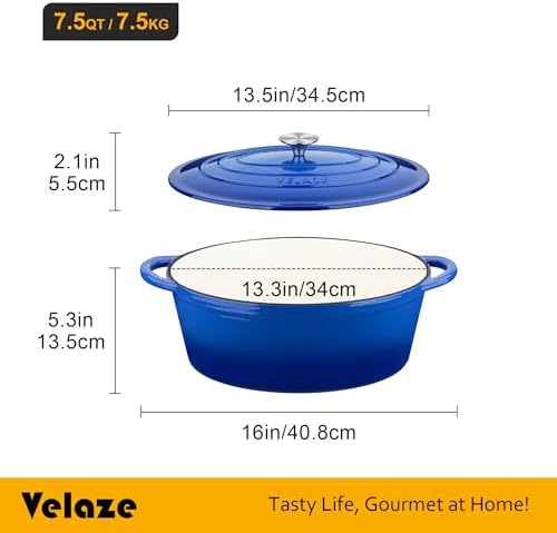 Velaze 75 QT Enameled Dutch Oven with Lid and Handles