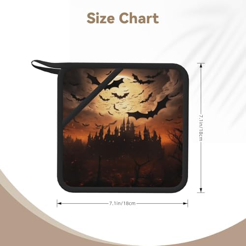 2PCS Pot Holder Set 500F Halloween Flying Bats