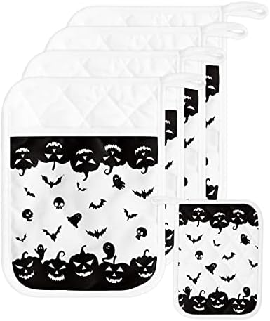 Halloween pumpkin bat pot holders set for home cooking