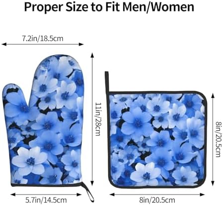 Quopvn Blue Flowers Oven Mitts and Pot Holders Set