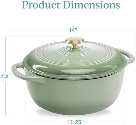 6 Quart Cast-Iron Dutch Oven Sage Green