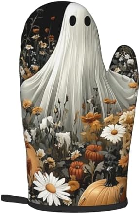 FireDeer Halloween Ghost Oven Mitts Pot Holders Set