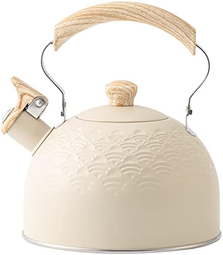 Whistling Stainless Steel Tea Kettle with Wood Handle