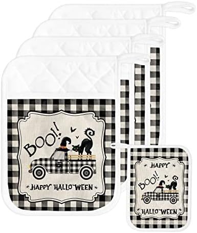 Trick or Treat Cat Halloween Potholders 5PCS