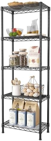 Adjustable 5-Tier Wire Shelf Metal Storage for Kitchen Bathroom