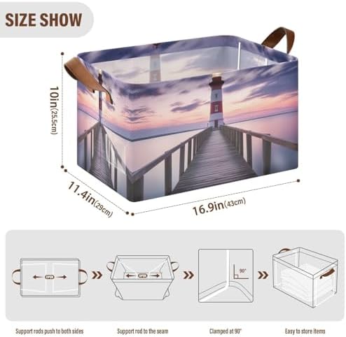 YETTASBIN Lighthouse Storage Basket 32L Waterproof with Handle