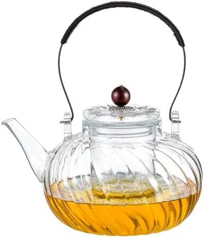 WlasssCompact Glass Teapot with Removable Infuser Durable Safe for Home Kitchen