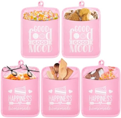 GROBRO7 5Pcs Gradient Pink Cotton Pot Holders Set 1