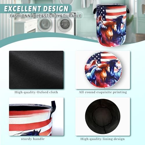American Flag Horse Laundry Basket