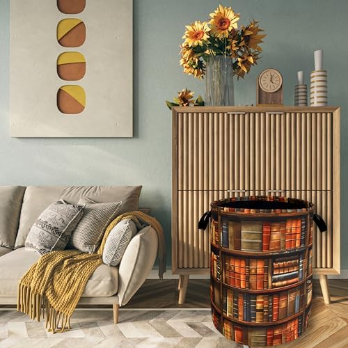 Retro Wooden Bookshelf Laundry Hamper Organizing Storage Bucket