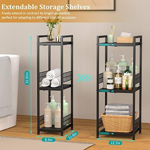 3-Tier Expandable Metal Shelf Free-Standing Bathroom Organizer