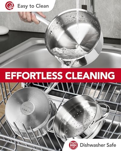Masterpiece stainless steel saucepan with steamer