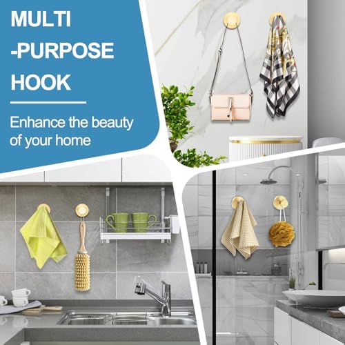 Suction Cup Hooks for Bathroom More - Gold Pack
