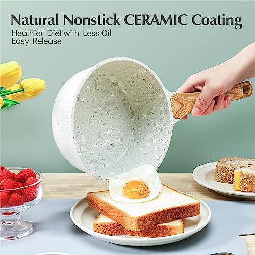 2 Quart Nonstick Ceramic Saucepan with Lid