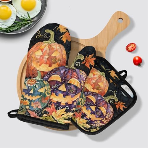 Halloween Unleashed 4-Piece Oven Mitts Potholders