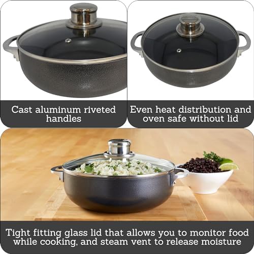 IMUSA 32Qt Nonstick Charcoal Caldero with Glass Lid