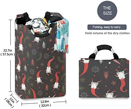 Susiyo Christmas Gnomes Laundry Basket Collapsible Storage for Cleaners and Kids