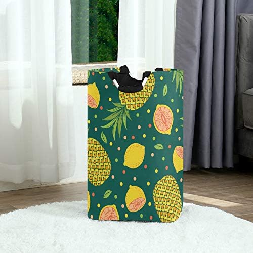 Susiyo Exotic Fruits Pineapples Limes Collapsible Laundry Basket with Handle