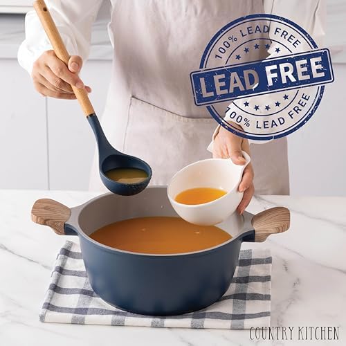 Country Kitchen 14-Piece Nonstick Cookware Set with Utensils Navy