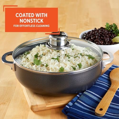 IMUSA 32Qt Nonstick Charcoal Caldero with Glass Lid