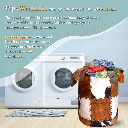 Retro Cows Print Foldable Laundry Basket with Handles 1