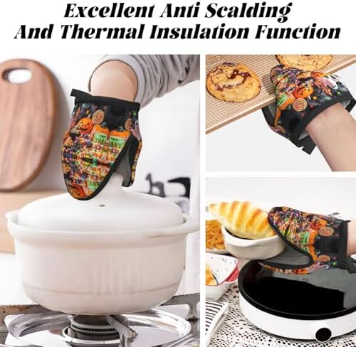 Halloween Mini Oven Mitts - Heat-Resistant Pumpkin Shape Kitchen Gloves