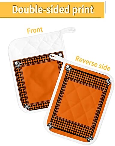 Trick or Treat Halloween Buffalo Plaid Potholders Set