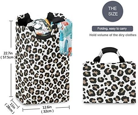 ALAZA Style Gray Leopard Collapsible Laundry Hamper Basket