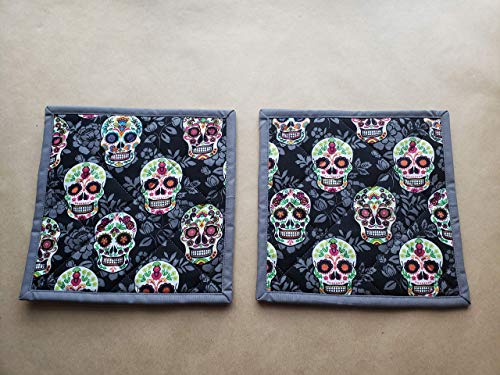 Vivid Look Da de Muertos Potholders Set 2 HalloweenGod of the Dead Gift