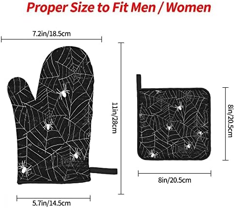 Mxocom Halloween Spiders Non-Slip Oven Mitts Pot Holders 3-Pack