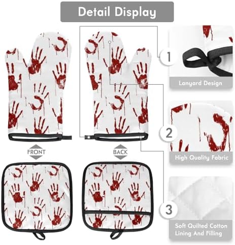 Halloween Red Handprints Oven Mitts Set of 2