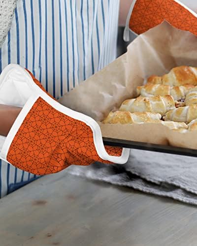 GEOMETRIC HALLOWEEN POT HOLDER SET - 5pcs Heat-Resistant Oven Mitts with Pocket