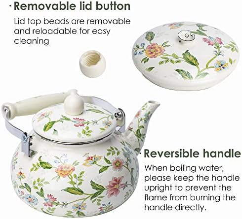 OLYTARU Enamel Teapot with Flower Design