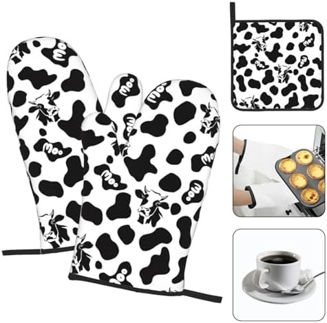Cute Kitchen Design Heat-Resistant Oven Mitts Set of 3