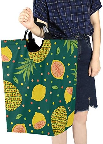 Susiyo Exotic Fruits Pineapples Limes Collapsible Laundry Basket with Handle