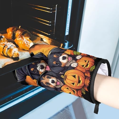 Halloween Pumpkins Oven Mitts Set of 2 for Dogs