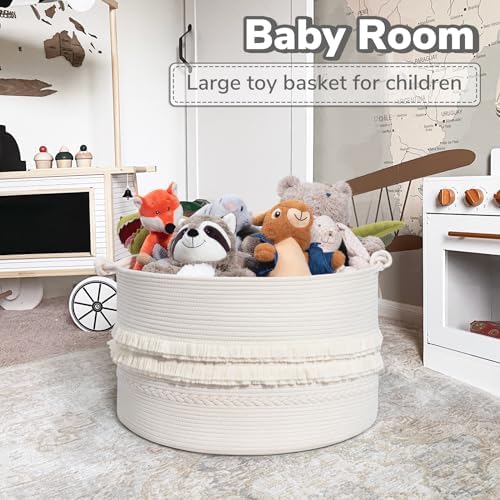 CherryNow Large White Woven Storage Basket - Styleful Functional Space Organizational Solution